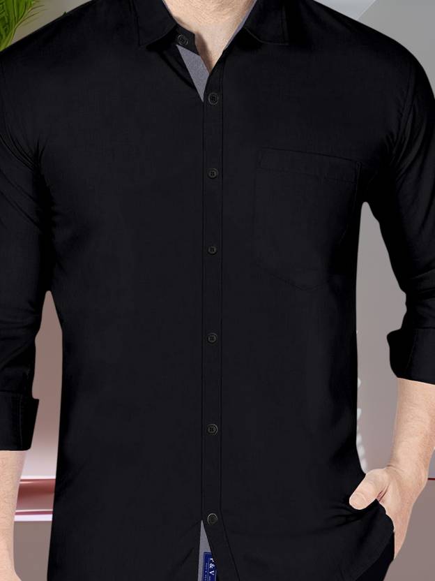 Men Regular Fit Solid Spread Collar Formal Shirt