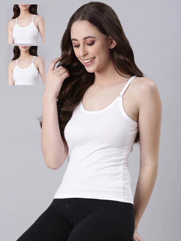 Women White Camisole  (Pack of 2)