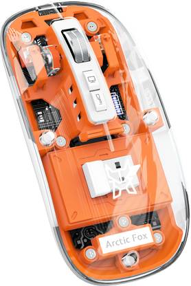 Arctic Fox Pureview Transparent Wireless and Bluetooth Rechargeable Mouse Wireless Ambidextrous Optical Gaming Mouse with Bluetooth  (2.4GHz Wireless, Bluetooth, Vitality Orange)